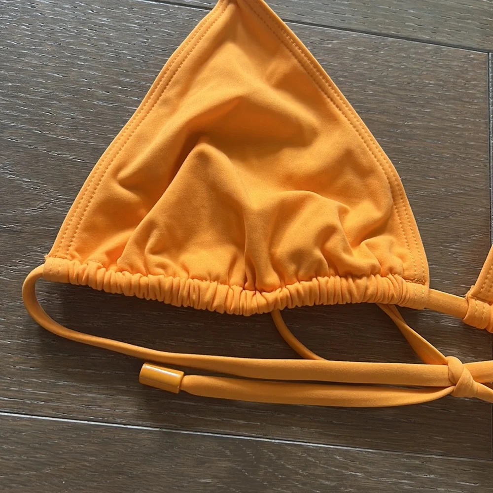 NWT Babaton String Triangle Top High Leg Bottom Tangelo Orange Bikini Set | L/XL